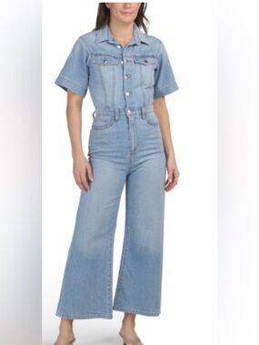 Joe's Jeans Light Blue High-Rise Wide Leg Jumpsuit Jeans size L new